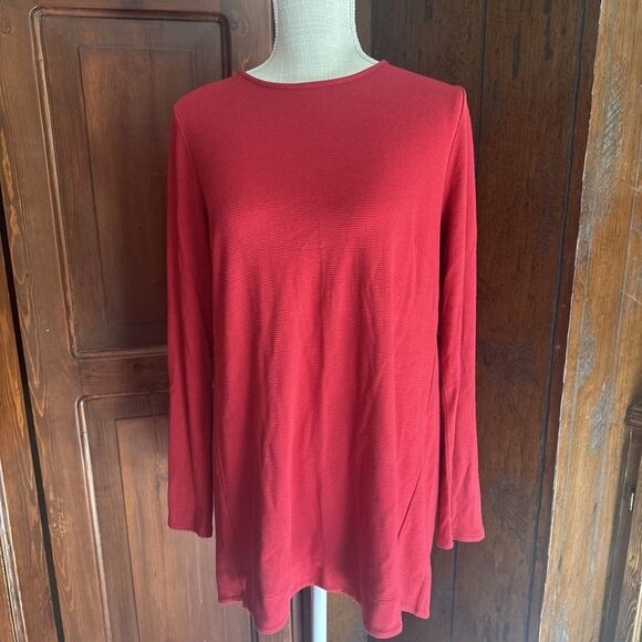 Womens J Jill Wearever Collection Tunic Top Red Small EUC - Picture 1 of 5